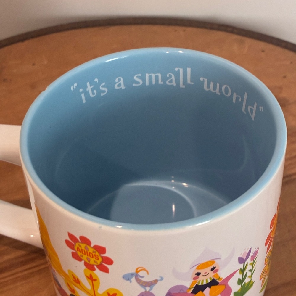 Disney It's a Small World Coffee Mug White Mary‎ Blair Style *CHIP - Picture 2 of 8